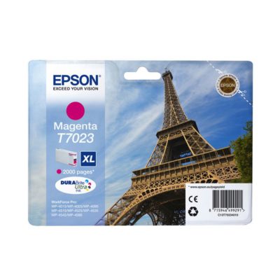 Epson Eiffel Tower T7023 Xl DURABrite Ultra Ink, High Yield Ink Cartridge, Magenta Single Pack, C13T70234010 Epson Eiffel Tower T7023 Xl DURABrite Ultra Ink, High Yield Ink Cartridge, Magenta Single Pack, C13T70234010